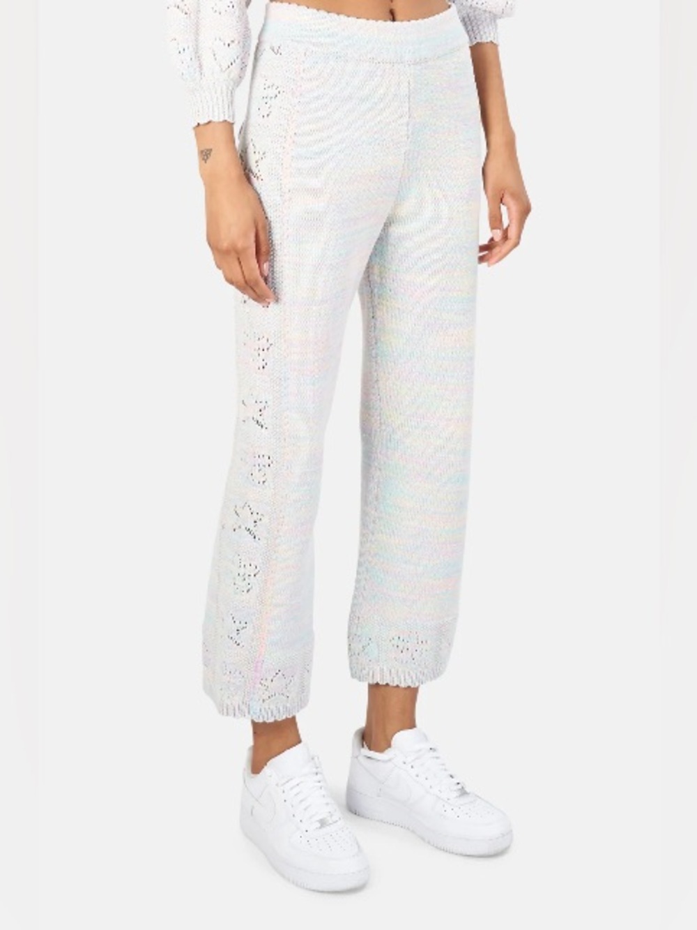 LoveShackFancy Pastel Multicolor Knit Cropped Pants